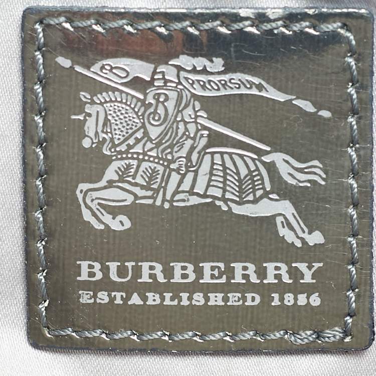 Pre Owned Burberry Dark Grey Satin Crystal Embellished Top Zip Clutch
