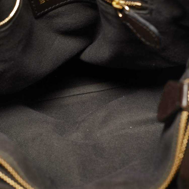 Pre Owned Burberry Choco Brown/Beige Haymarket Check Coated Canvas Medium Golderton Tote