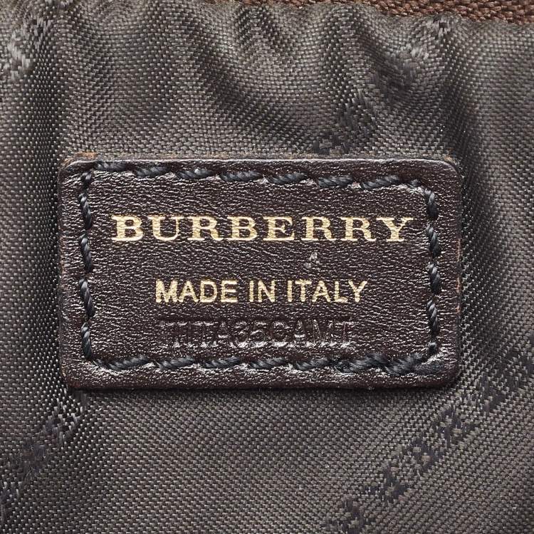 Pre Owned Burberry Beige/Brown Haymarket Check Coated Canvas Peyton Crossbody Bag