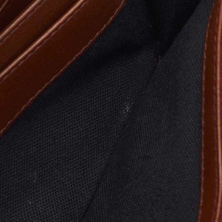 Pre Owned Burberry Brown/Beige Fabric and Leather Leighton Continental Wallet           