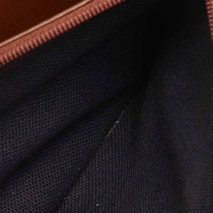 Pre Owned Burberry Brown/Beige Fabric and Leather Leighton Continental Wallet           