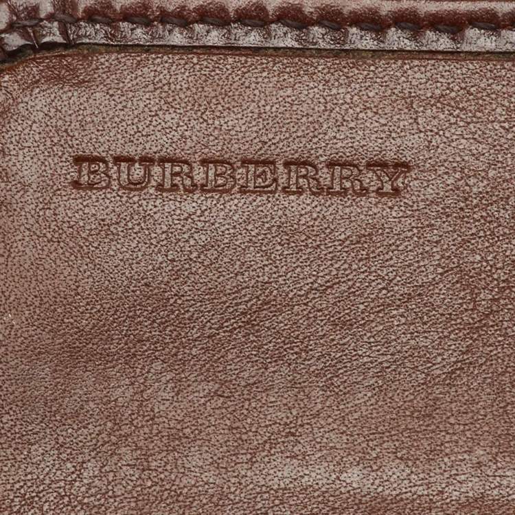 Pre Owned Burberry Brown/Beige Fabric and Leather Leighton Continental Wallet           