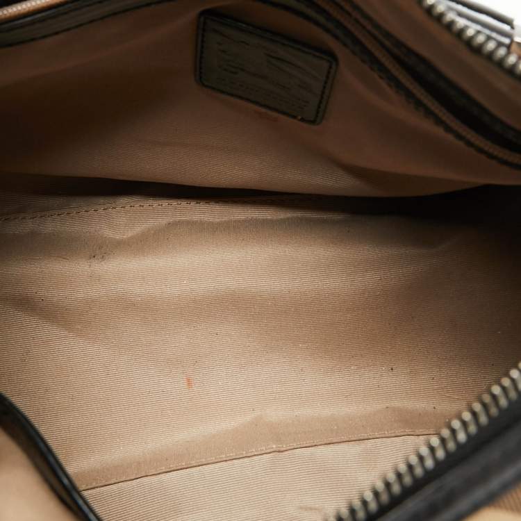 Pre Owned Burberry Black/Beige Nova Check PVC and Leather Chester Boston Bag