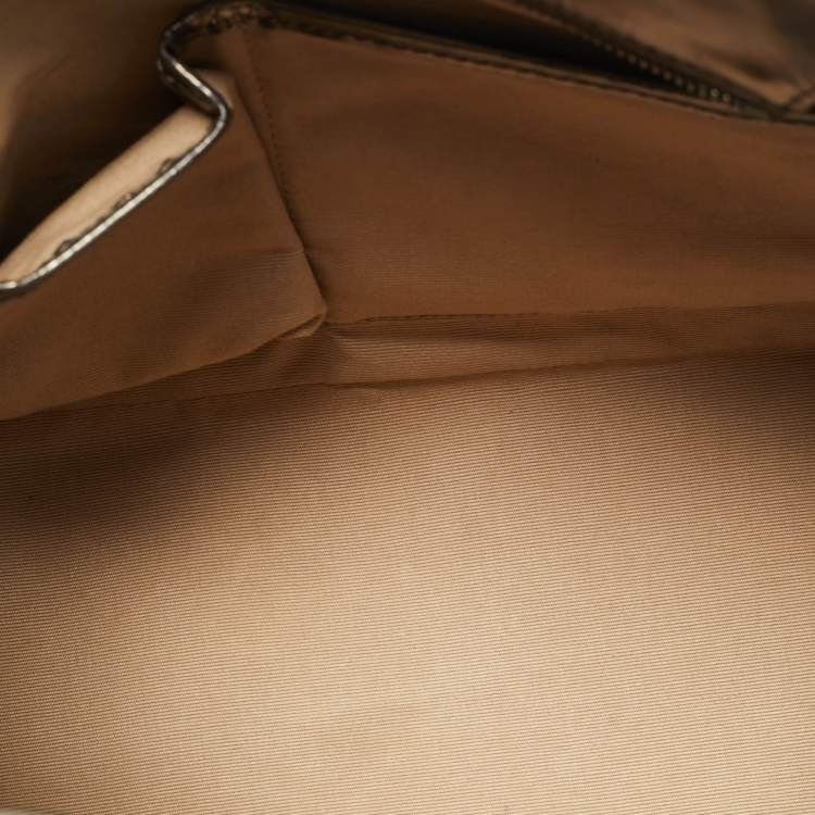 Pre Owned Burberry Beige/Metallic Nova Check PVC and Patent Leather Eden Tote