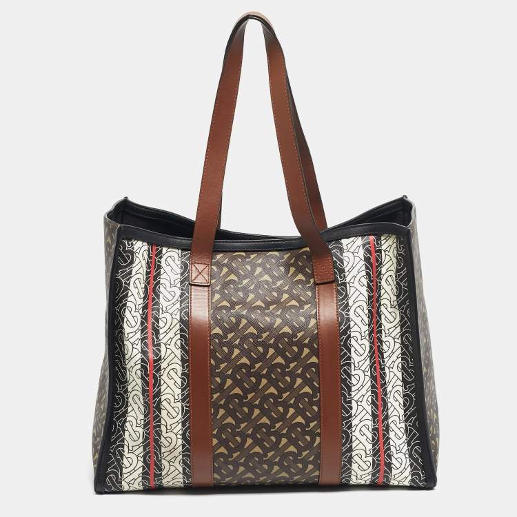 Pre Owned Burberry Multicolor Monogram Stripe E-Canvas Portrait Tote