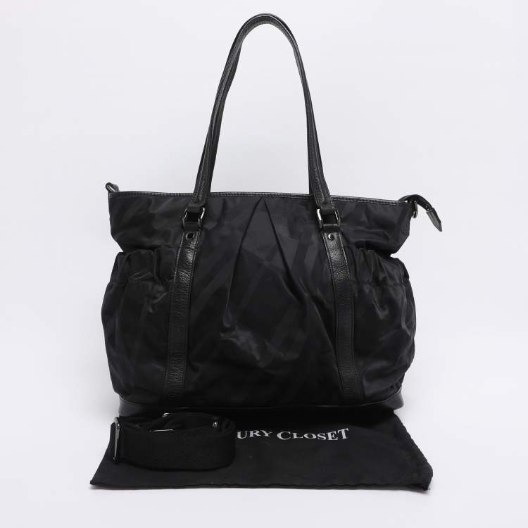 Pre Owned Burberry Black Super Nova Check Nylon Diaper Bag