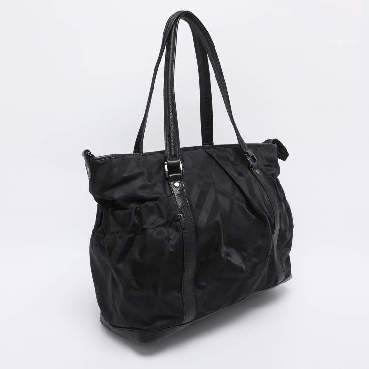 Pre Owned Burberry Black Super Nova Check Nylon Diaper Bag