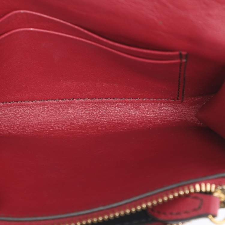 Pre Owned Burberry Beige/Red House Check Fabric and Leather Flap Wallet
