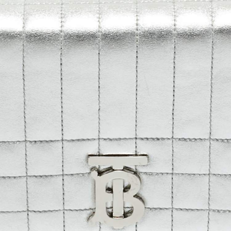 Pre Owned Burberry Silver Quilted Leather Small Lola Shoulder Bag