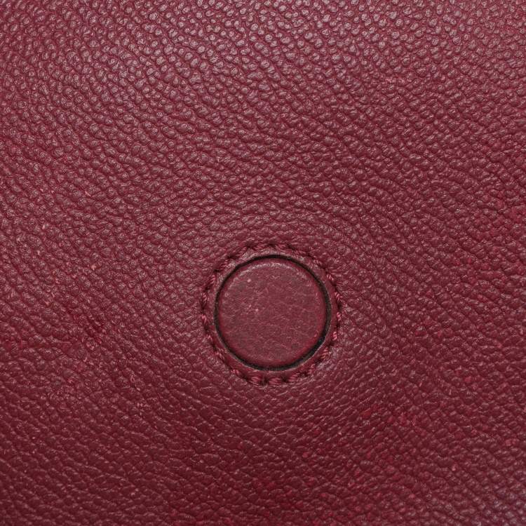 Pre Owned Burberry Burgundy Grainy Leather Small Buckle Tote