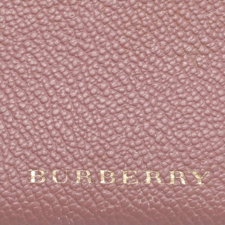Pre Owned Burberry Old Rose Canvas and Leather Card Holder