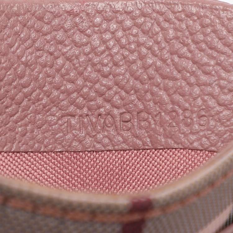 Pre Owned Burberry Old Rose Canvas and Leather Card Holder