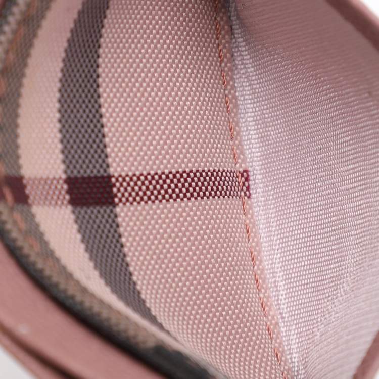 Pre Owned Burberry Old Rose Canvas and Leather Card Holder