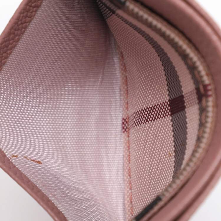 Pre Owned Burberry Old Rose Canvas and Leather Card Holder