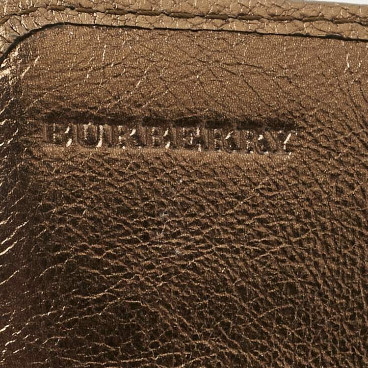 Pre Owned Burberry Beige/Bronze Coated Canvas Flap Continental Wallet