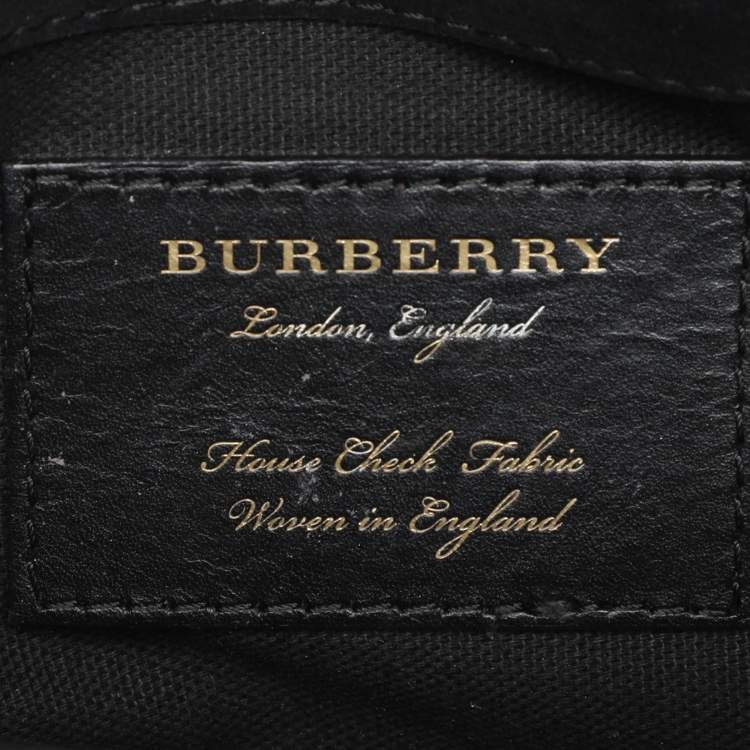 Pre Owned Burberry Taupe House Check Canvas and Leather Small Macken Crossbody Bag