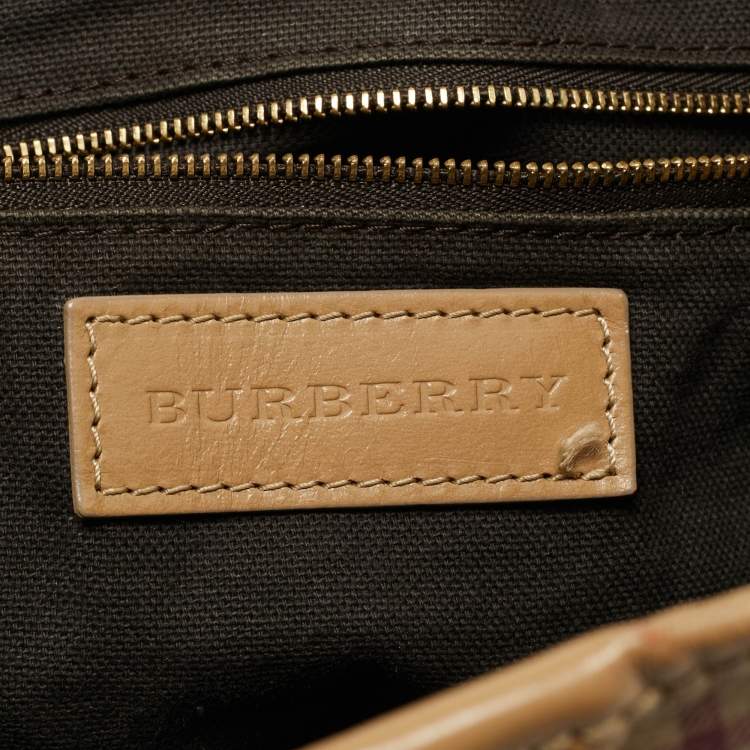 Pre Owned Burberry Beige Haymarket Coated Canvas and Suede Canterbury Tote