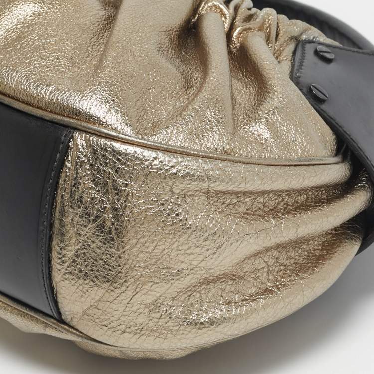 Pre Owned Burberry Goldstone Leather Warrior Drawstring Hobo