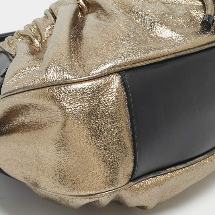 Pre Owned Burberry Goldstone Leather Warrior Drawstring Hobo