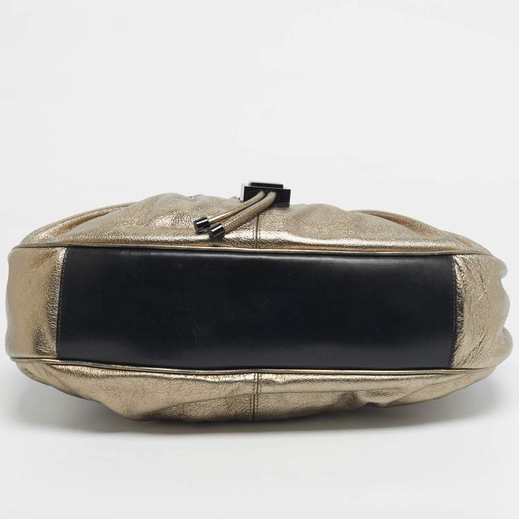 Pre Owned Burberry Goldstone Leather Warrior Drawstring Hobo