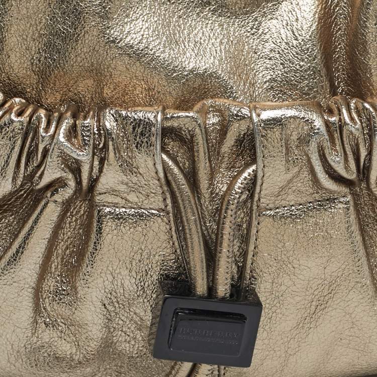 Pre Owned Burberry Goldstone Leather Warrior Drawstring Hobo