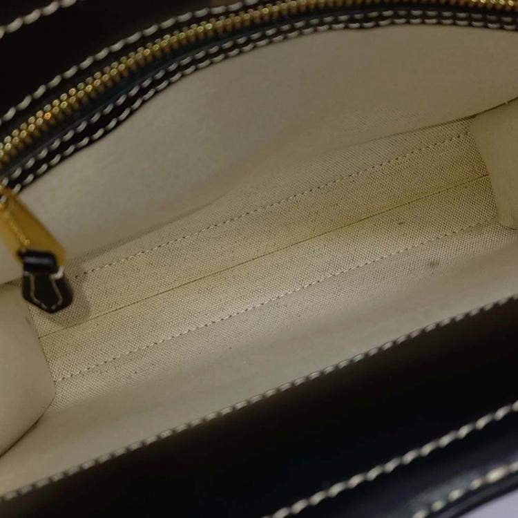 Pre Owned Burberry Black Grey Canvas and Leather Burberry Black Grey Pocket Bag Mini