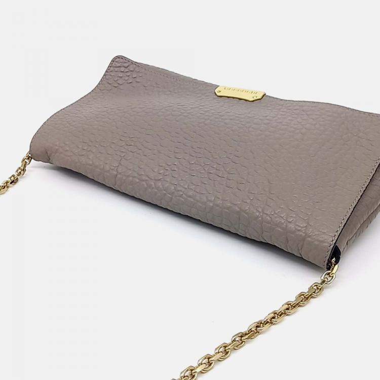 Pre Owned Burberry Grey Leather clutch and crossbody bag