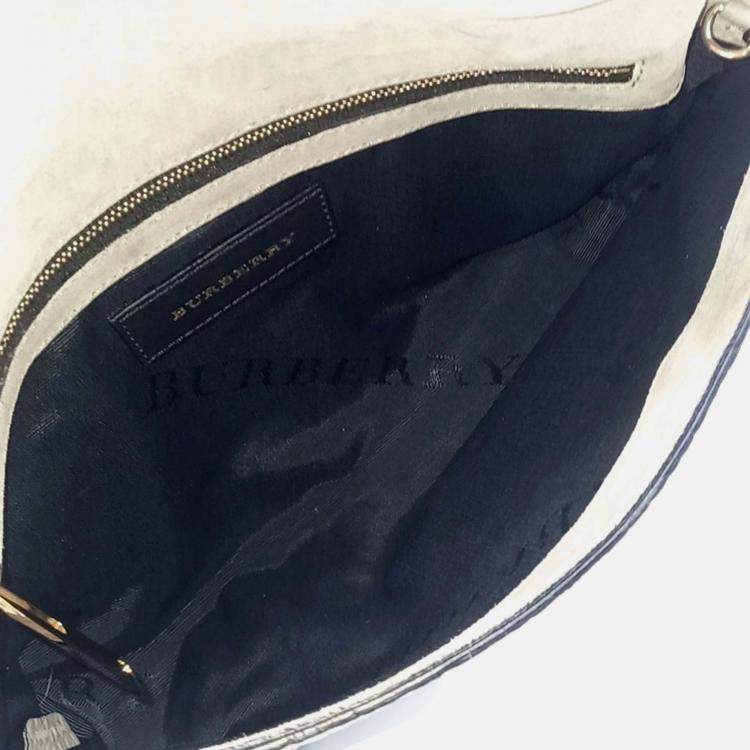 Pre Owned Burberry Grey Leather clutch and crossbody bag
