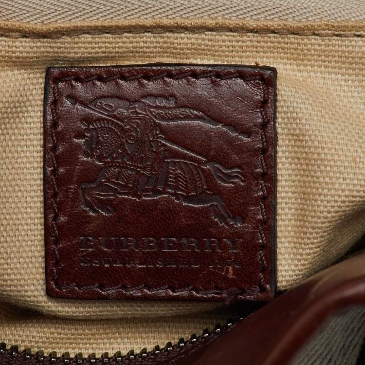 Pre Owned Burberry Beige/Brown Mega Nova Check Canvas and Leather Lowry Tote