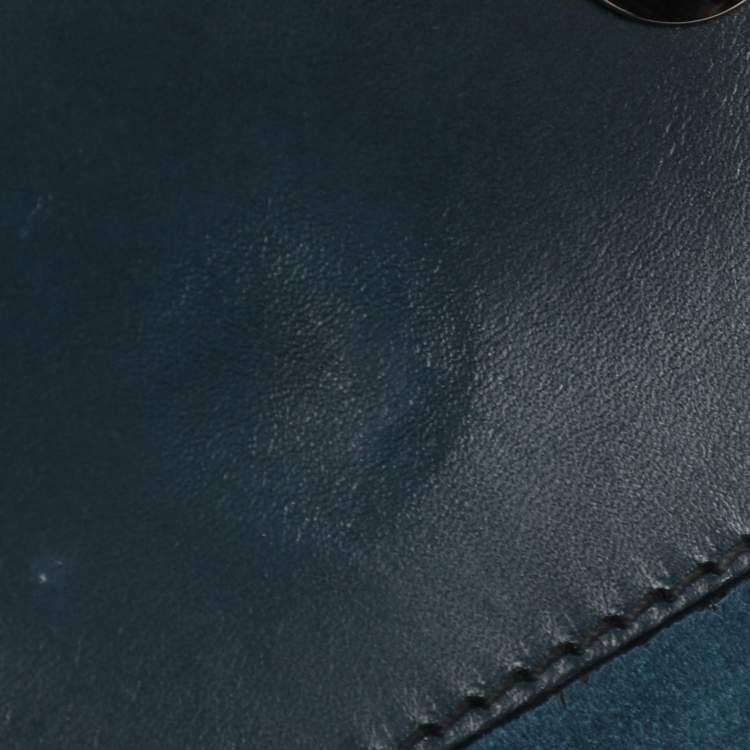 Pre Owned Burberry Blue/Black Leather and Python Crossbody Bag