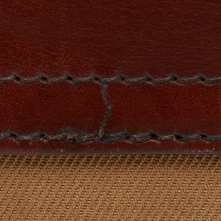 Pre Owned Burberry Brown/Beige Leather and Nova Check Canvas Abbott Crossbody Bag