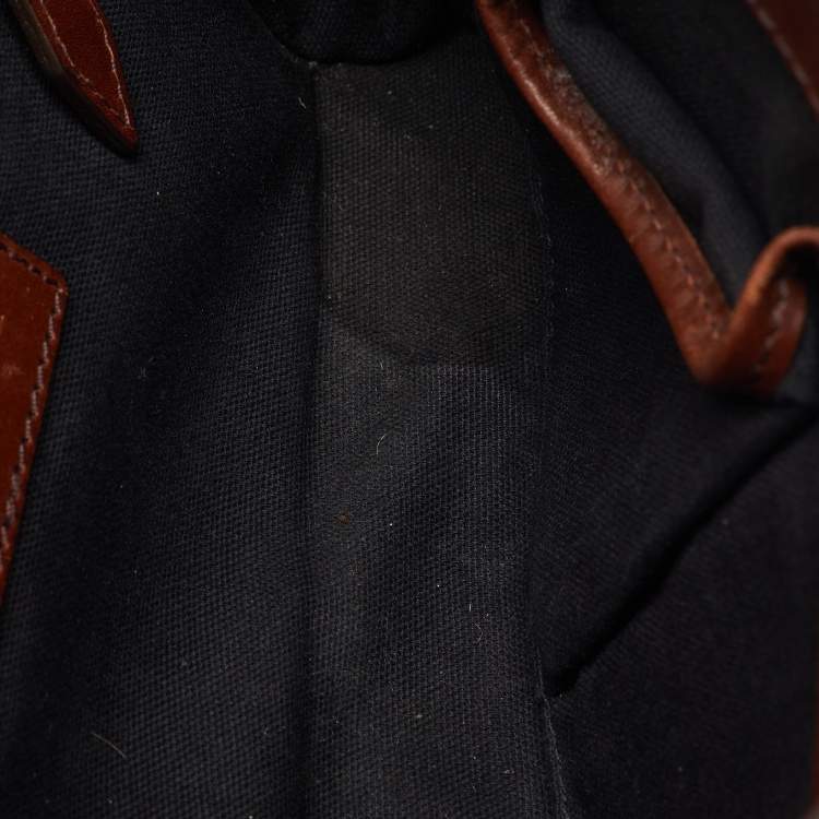 Pre Owned Burberry Brown/Beige Leather and Nova Check Canvas Abbott Crossbody Bag