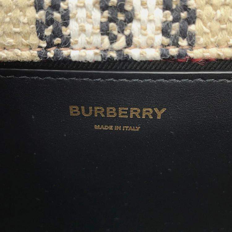 Pre Owned Burberry Lola Vintage Check Beige Canvas Small Shoulder Bag
