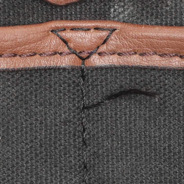 Pre Owned Burberry Brown/Beige House Check Fabric and Leather Small Banner Tote