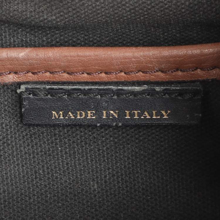 Pre Owned Burberry Brown/Beige House Check Fabric and Leather Small Banner Tote