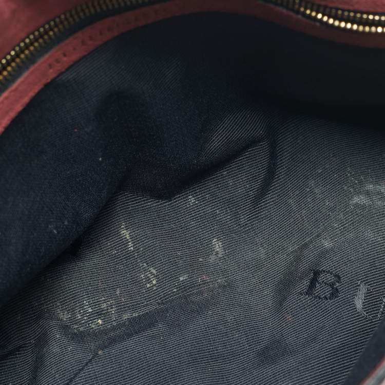 Pre Owned Burberry Red Pebbled Leather Mildenhall Shoulder Bag