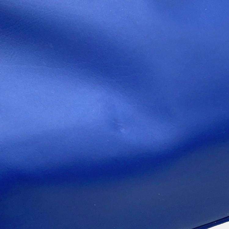 Pre Owned Burberry Check Blue Wool Leather Shopper Tote Bag