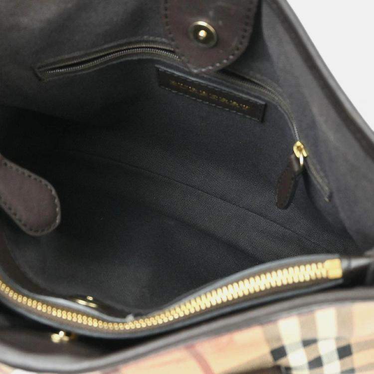 Pre Owned Burberry Beige PVC House Check Hobo Handbag