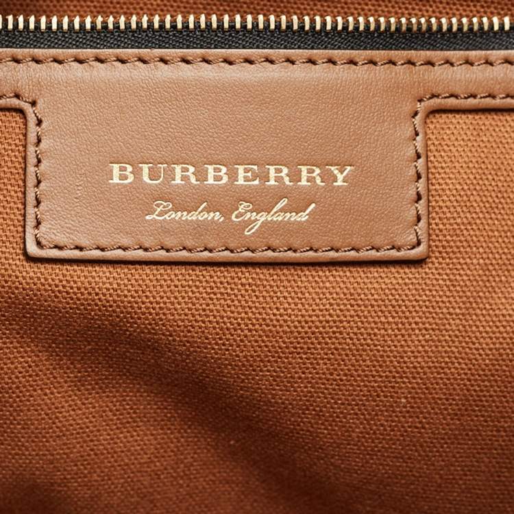 Pre Owned Burberry Cream/Beige Haymarket Check Nylon and Leather Small Canterbury Tote