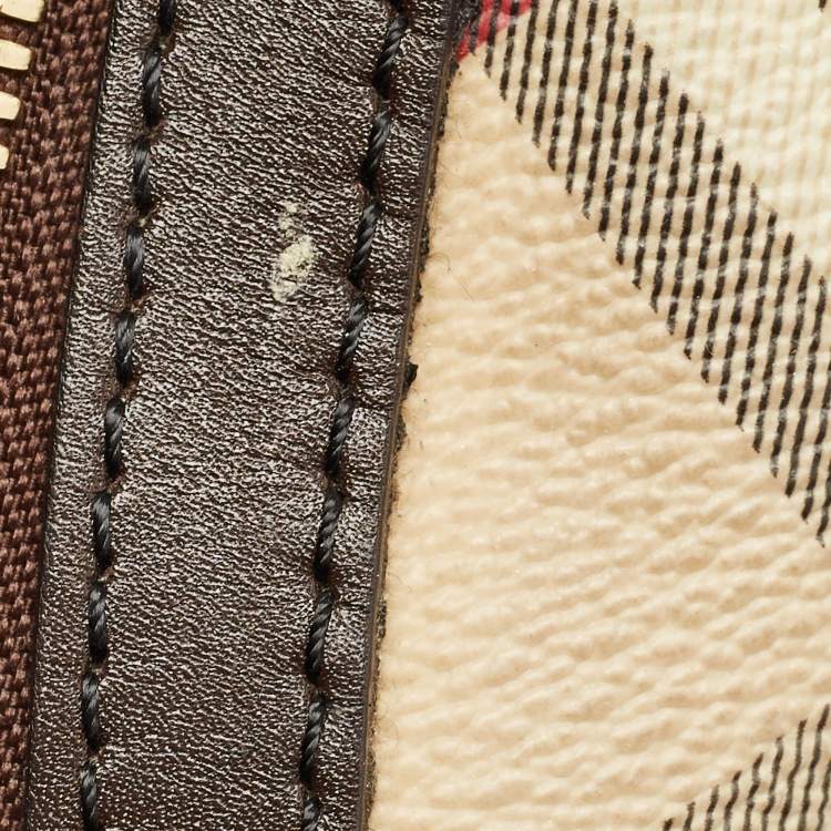Pre Owned Burberry Brown/Beige Haymarket Check PVC Thornley Satchel