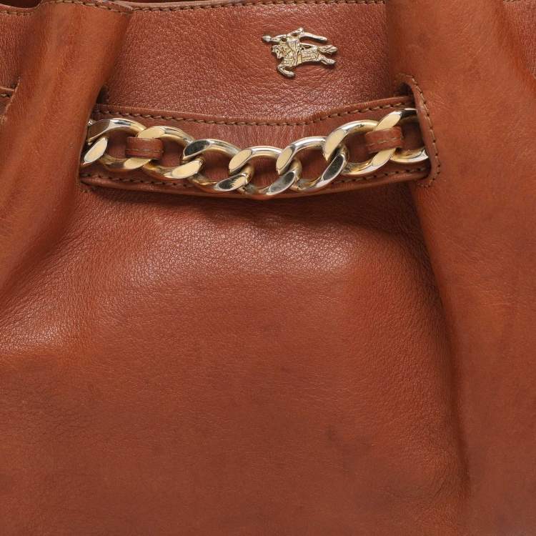 Pre Owned Burberry Tan Leather Margaret Shoulder Bag