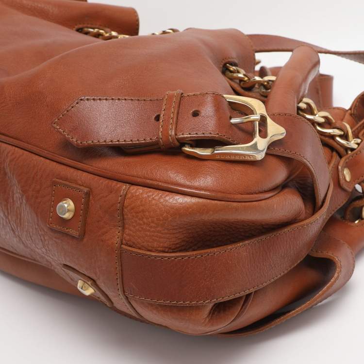 Pre Owned Burberry Tan Leather Margaret Shoulder Bag