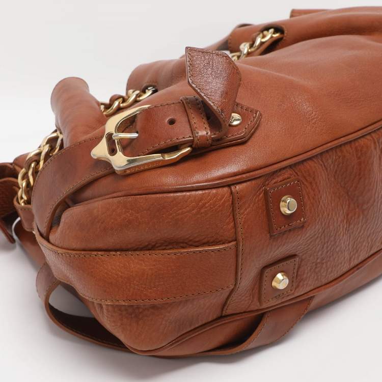 Pre Owned Burberry Tan Leather Margaret Shoulder Bag