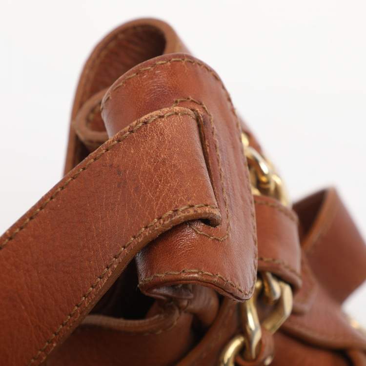 Pre Owned Burberry Tan Leather Margaret Shoulder Bag