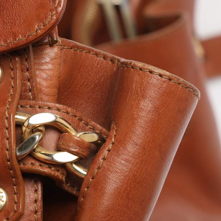 Pre Owned Burberry Tan Leather Margaret Shoulder Bag