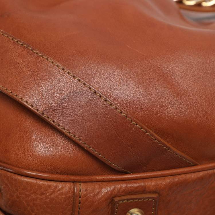 Pre Owned Burberry Tan Leather Margaret Shoulder Bag