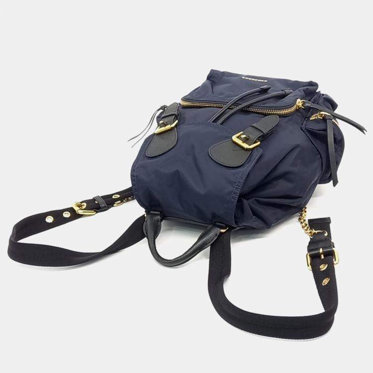 Pre Owned Burberry Navy Blue Nylon Rucksack Backpack