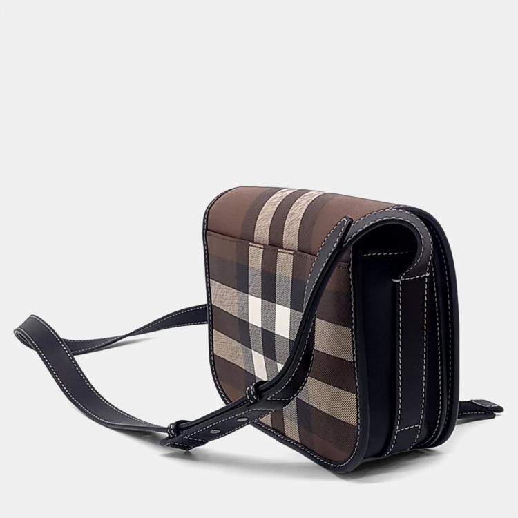 Pre Owned Burberry Brown Canvas Rider Check Crossbody Bag