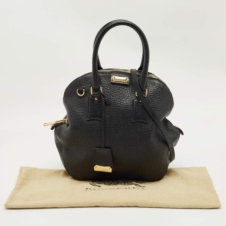 Pre Owned Burberry Black Pebbled Leather Orchard Bowler Bag