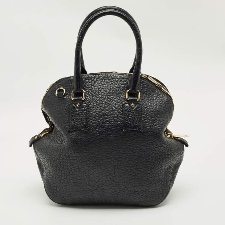 Pre Owned Burberry Black Pebbled Leather Orchard Bowler Bag